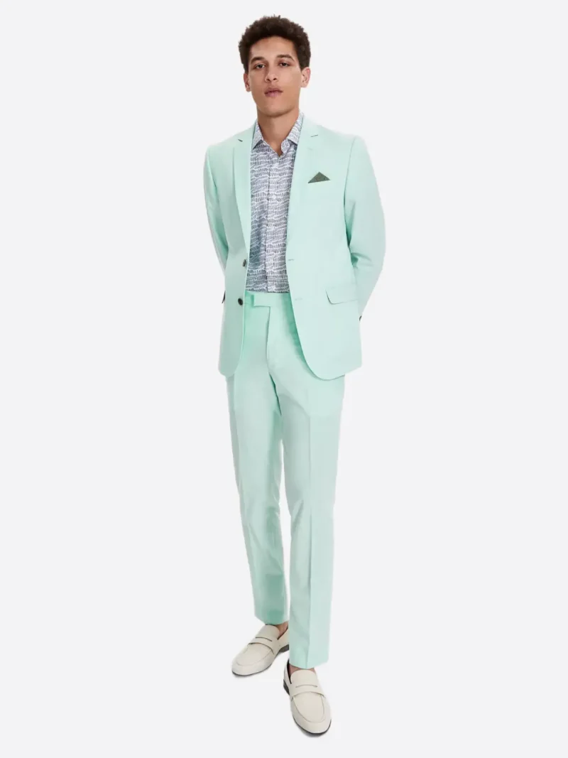 SuitsHeritage Men's Solid Light Green Slim Fit 2 Piece Suit