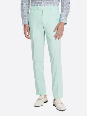SuitsHeritage Men's Solid Light Green Slim Fit 2 Piece Suit Pant