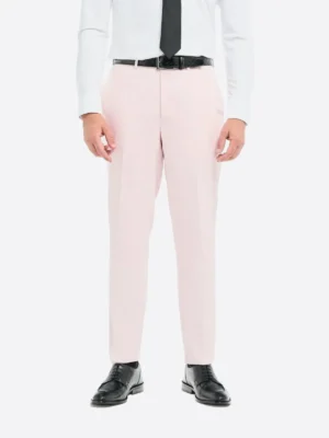 SuitsHeritage Men's Solid Light Pink Regular Fit 3 Piece Suits Pant