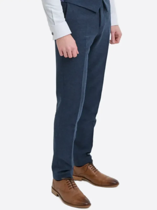 SuitsHeritage Men's Solid Navy Regular Fit 3 Piece Suit Pant