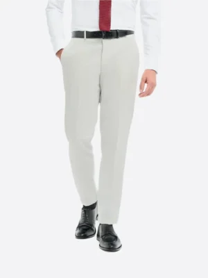 SuitsHeritage Men's Solid Off White Regular Fit 3 Piece Suits Pant