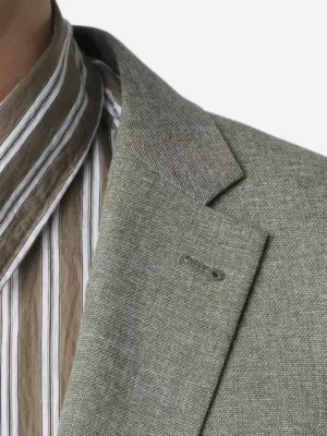 SuitsHeritage Men's Olive Tailored Fit Blazer Collar