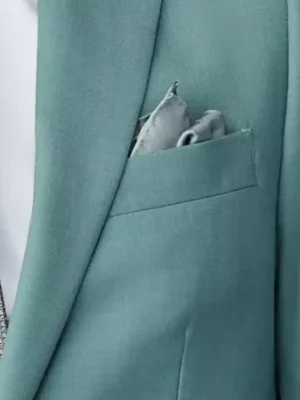 SuitsHeritage Men’s Solid Teal Tailored Fit Blazer Close