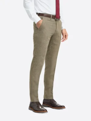 SuitsHeritage Men's Twill Brown Relaxed Fit 3 Piece Suit Pant