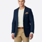 SuitsHeritage Men's Twill Navy Tailored Fit Blazer