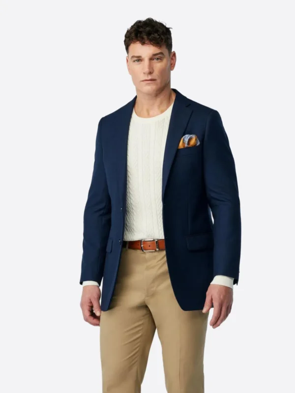 SuitsHeritage Men's Twill Navy Tailored Fit Blazer