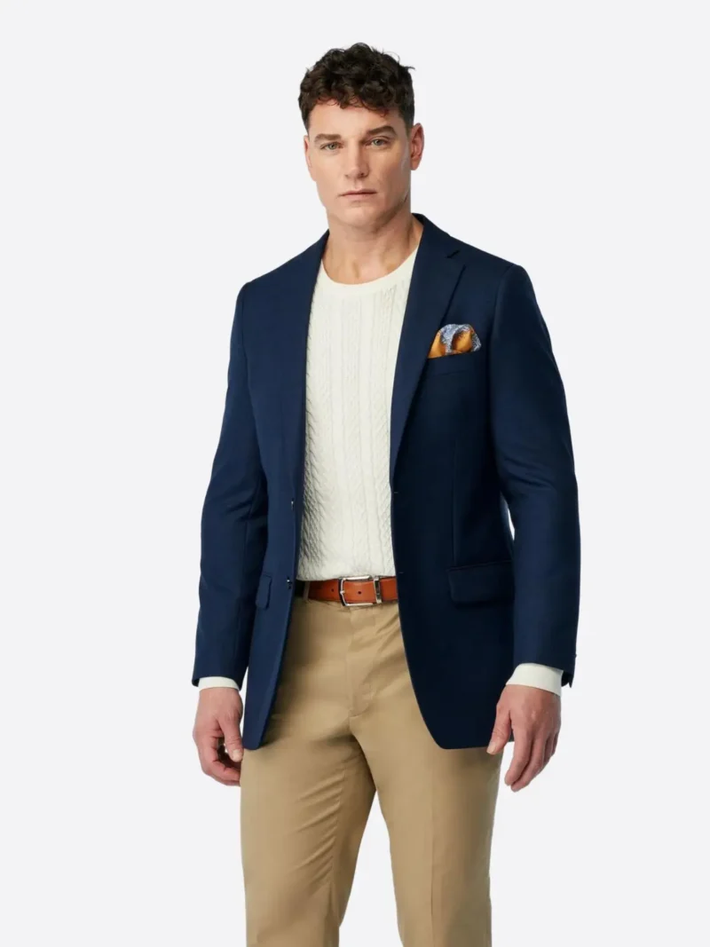 SuitsHeritage Men's Twill Navy Tailored Fit Blazer