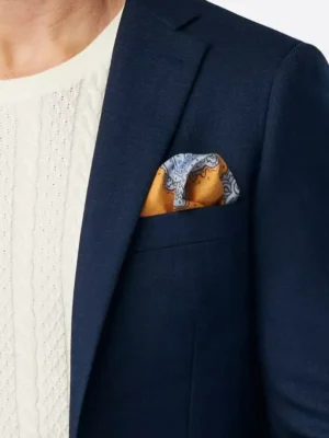 SuitsHeritage Men's Twill Navy Tailored Fit Blazer Close