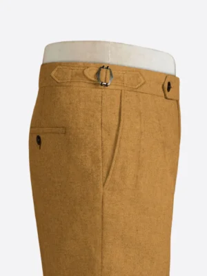 SuitsHeritage Men's Herringbone Yellow Regular Fit Pant Side
