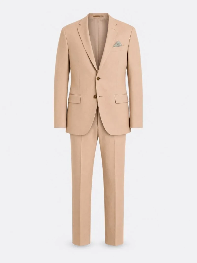 Norfield Polyester Solid Beige Suit Ghost Mannequin