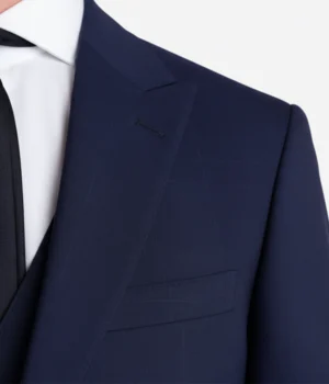 Norfield Polyester Solid Dark Navy Suit Collar