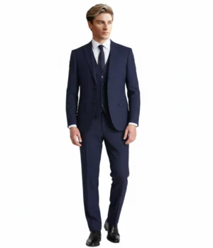 Norfield Polyester Solid Dark Navy Suit Front