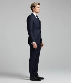 Norfield Polyester Solid Dark Navy Suit Side
