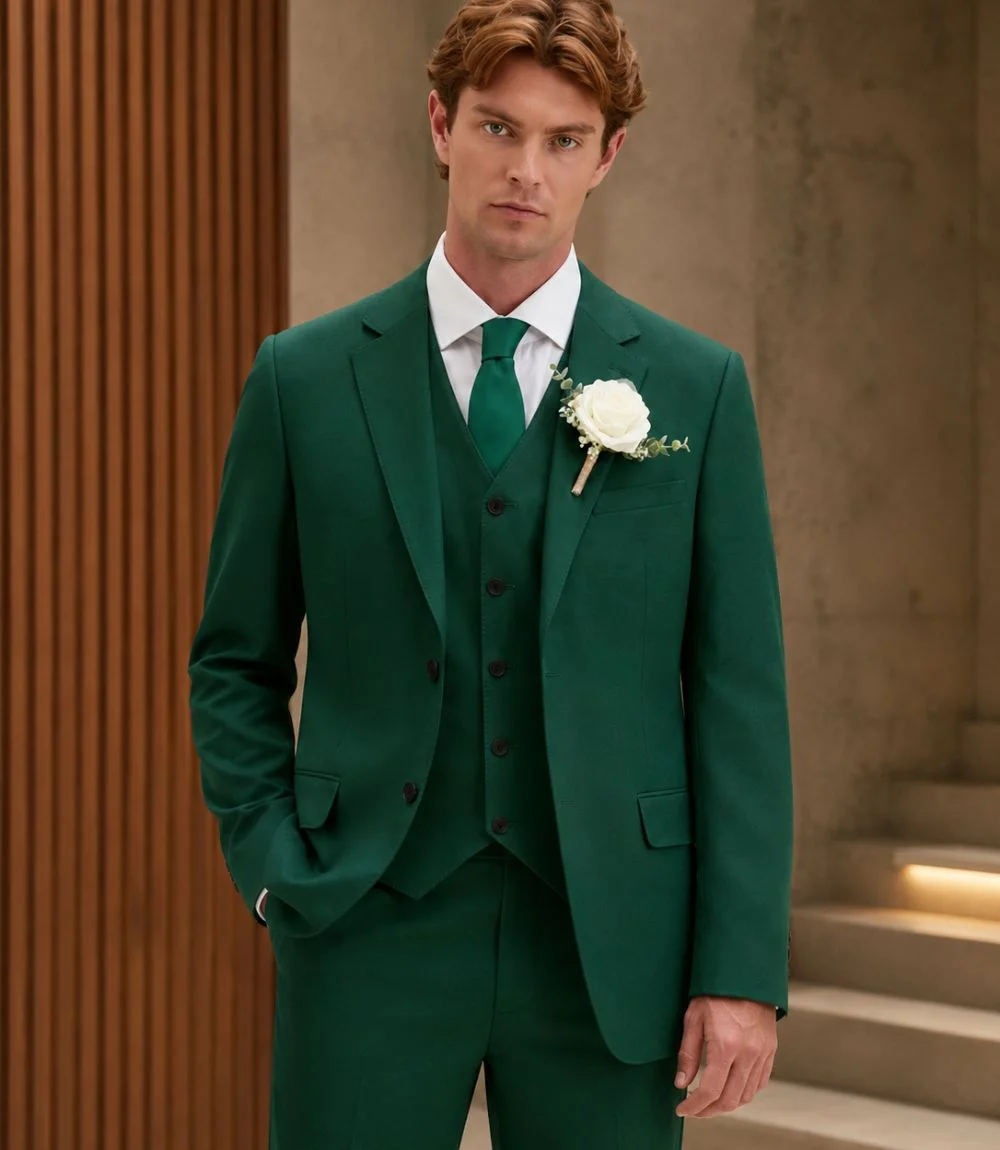 Norfield Polyester Solid Green Suit Model Norfield Polyester Solid Green Suit Model