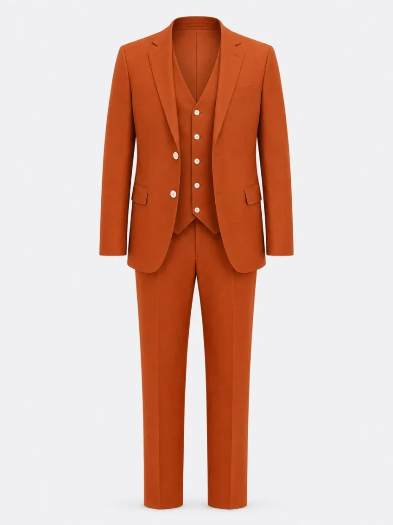 Norfield Polyester Solid Orange Suit Ghost Mannequin