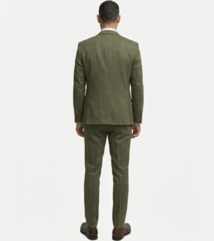 Shop The Bellington Tweed Pinstripe Olive Suit