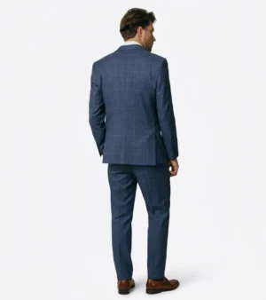 Shop The Eastford Check Blue Polyester Suit Back