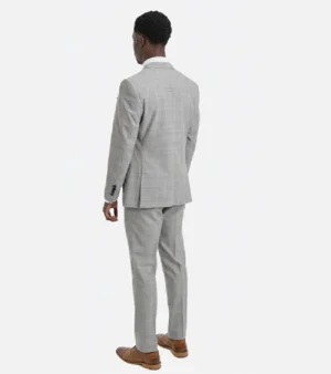 Shop The Eastford Check Light Grey Polyester Suit Back