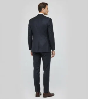 Shop The Eastford Check Navy Polyester Suit Back