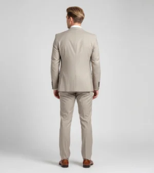 Shop The Eastford Polyester Bridseye Beige Suit Back