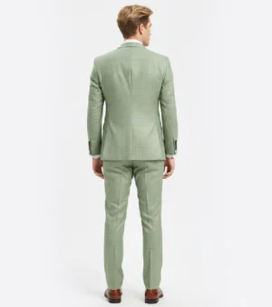 Shop The Eastford Polyester Check Sage Green Suit