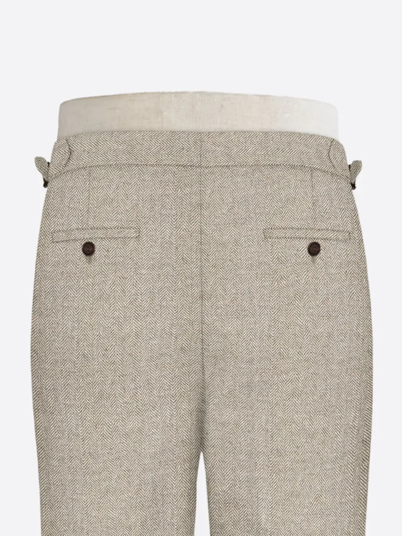 Shop TheSuitsHeritage Men's Beige Herringbone Regular Fit Pant