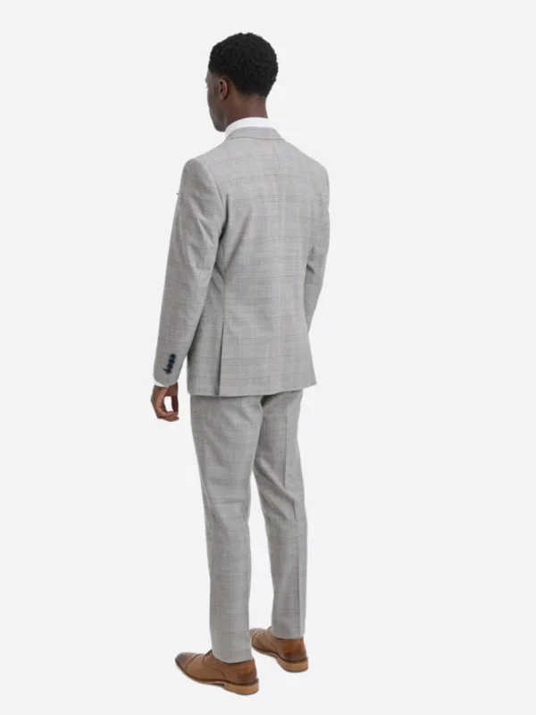 Shop The SuitsHeritage Men's Check Light Grey Regular Fit 3 Piece Suit