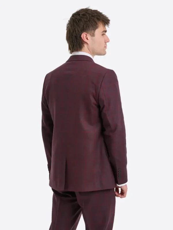 Shop The SuitsHeritage Men's Check Maroon Relaxed Fit 3 Piece Suit