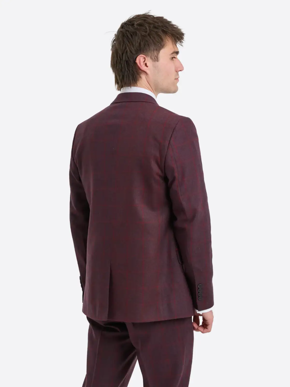 Shop The SuitsHeritage Men's Check Maroon Relaxed Fit 3 Piece Suit