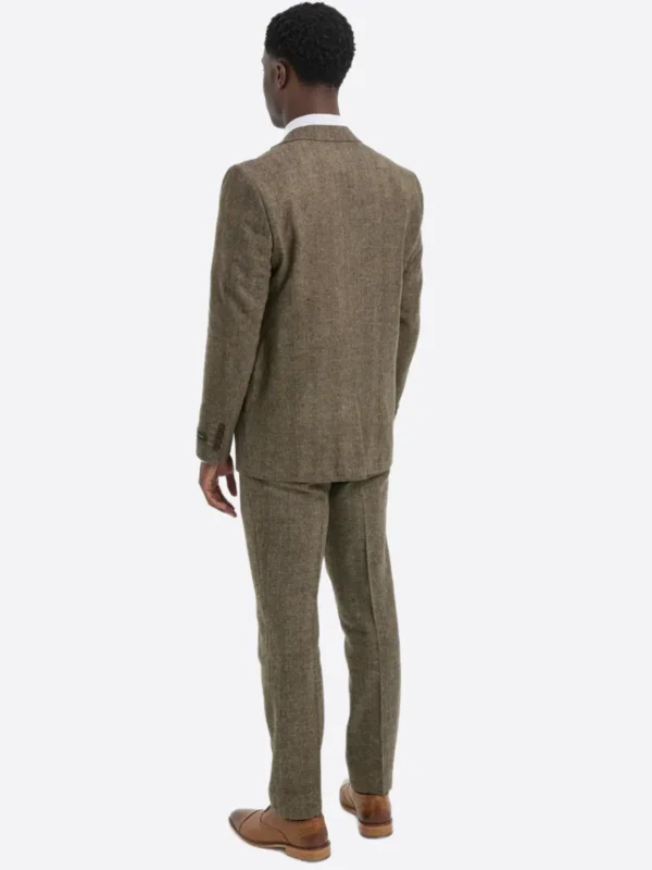 Shop The SuitsHeritage Men's Herringbone Brown Regular Fit 3 Piece Suit