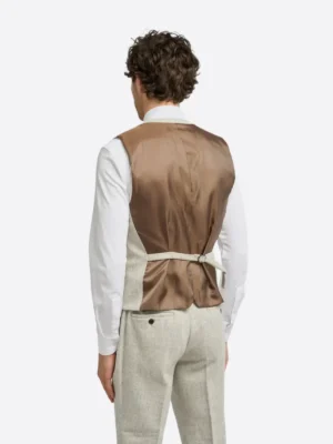 Shop The SuitsHeritage Men's Twill Cream Regular Fit 3 Piece Suits vest