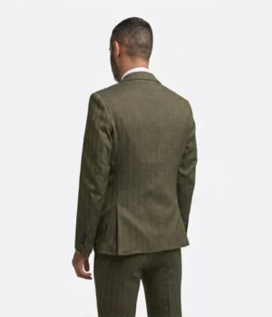 Shop The Suit Heritage Men’s Herringbone Olive Regular Fit 3 Piece Suit
