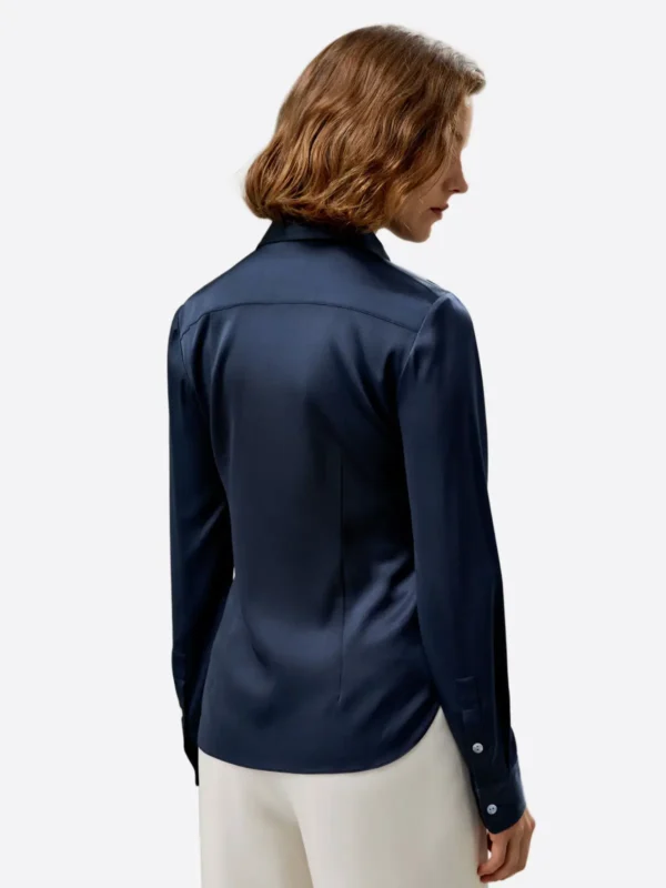 Shop The SuitsHeritage Women's Solid Navy Silk Regular Fit Shirt
