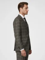 SuitsHeritage Men’s Check Brown Slim Fit 2 Piece Suit Main Side Pose