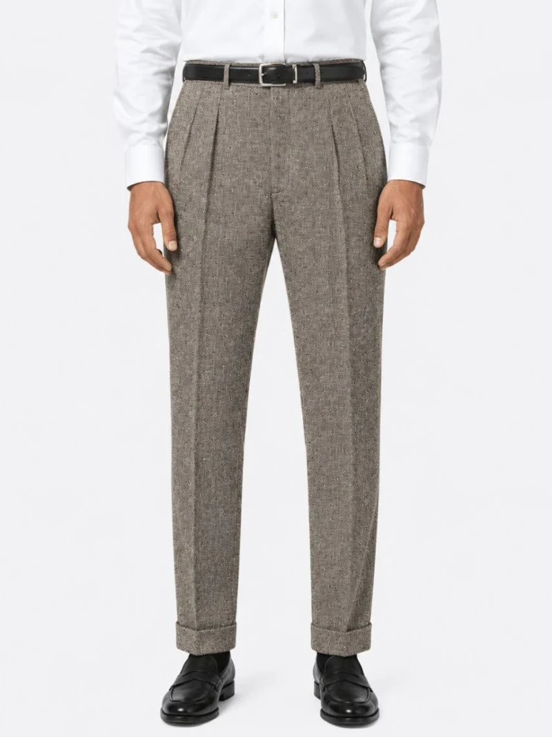 Stafford Tweed Donegal Brown Pant Front Side