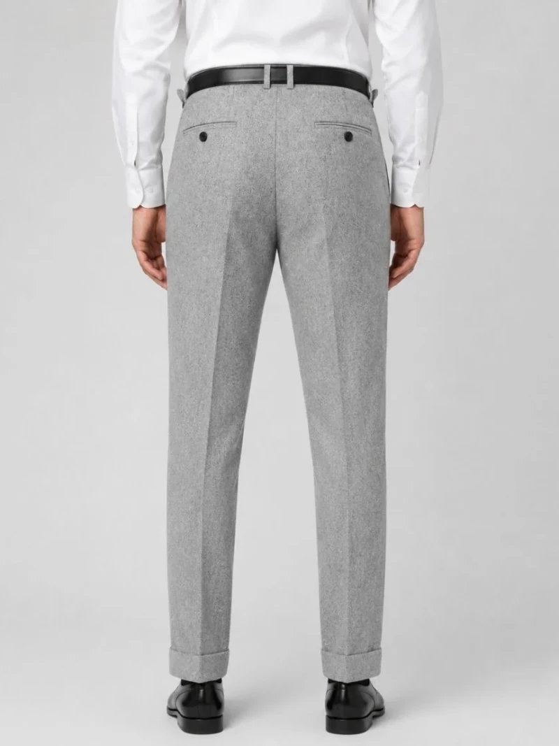 Stafford Tweed Herringbone Light Grey Pant Back Side