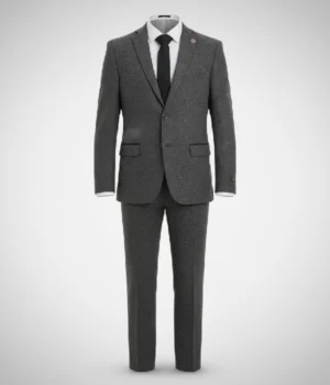 Suit Heritage Men’s Herringbone Grey Regular Fit 3 Piece Suits