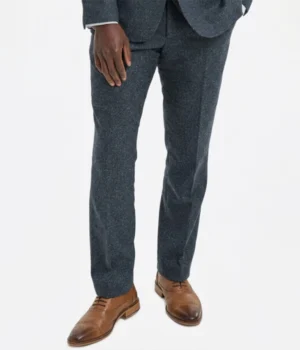 Suit Heritage Men’s Herringbone Grey Relaxed Fit 3 Piece Suit Pant