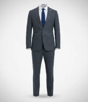 Suit Heritage Men’s Herringbone Grey Relaxed Fit 3 Piece Suits