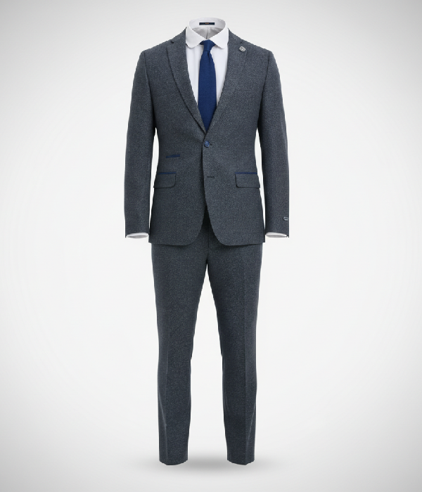 Suit Heritage Men’s Herringbone Grey Relaxed Fit 3 Piece Suits