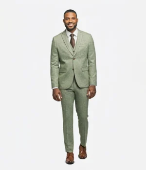 Suit Heritage Men's Light Green Solid Relaxed Fit 3 Piece Suit Front