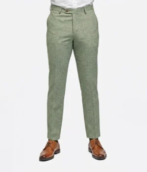 Suit Heritage Men's Light Green Solid Relaxed Fit 3 Piece Suit Pant