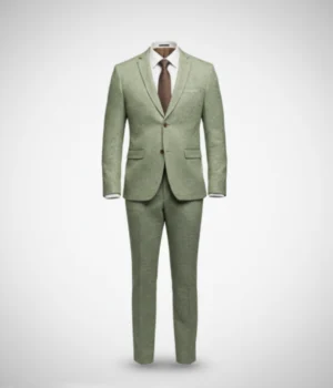 Suit Heritage Men's Light Green Solid Relaxed Fit 3 Piece Suits