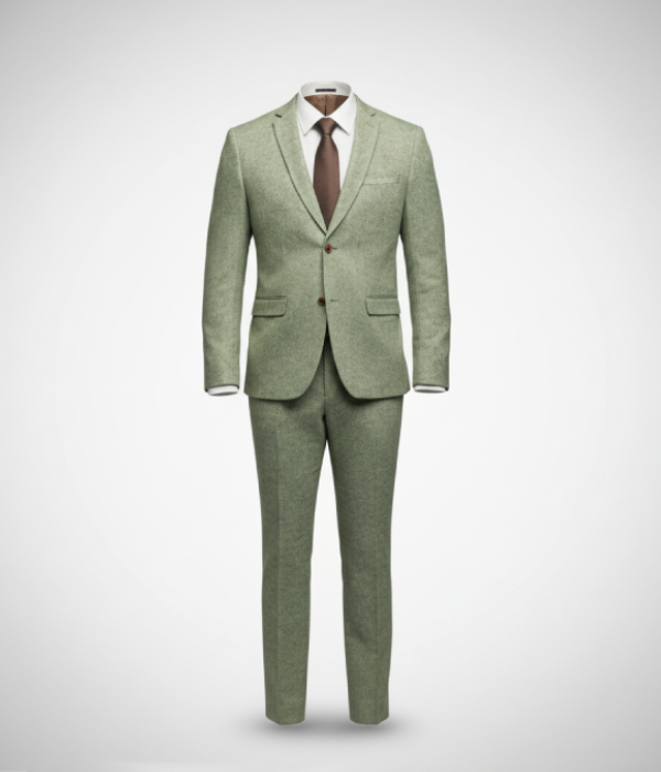 Suit Heritage Men's Light Green Solid Relaxed Fit 3 Piece Suits