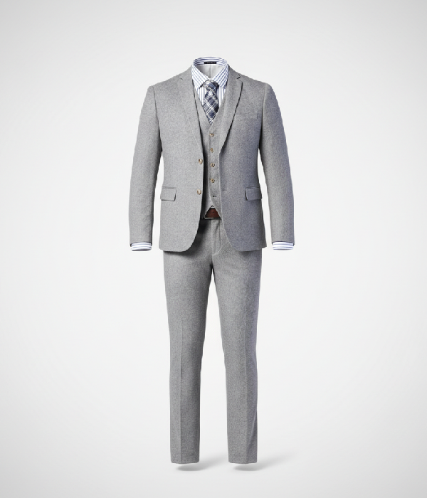 Suit Heritage Men’s Light Grey Solid Relaxed Fit 3 Piece Suits