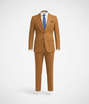 Suit Heritage Men's Solid Camel Regular Fit 3 Piece Suit