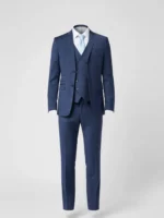 SuitsHeritage Men's Blue Plaid Relaxed Fit 3 Piece Suit
