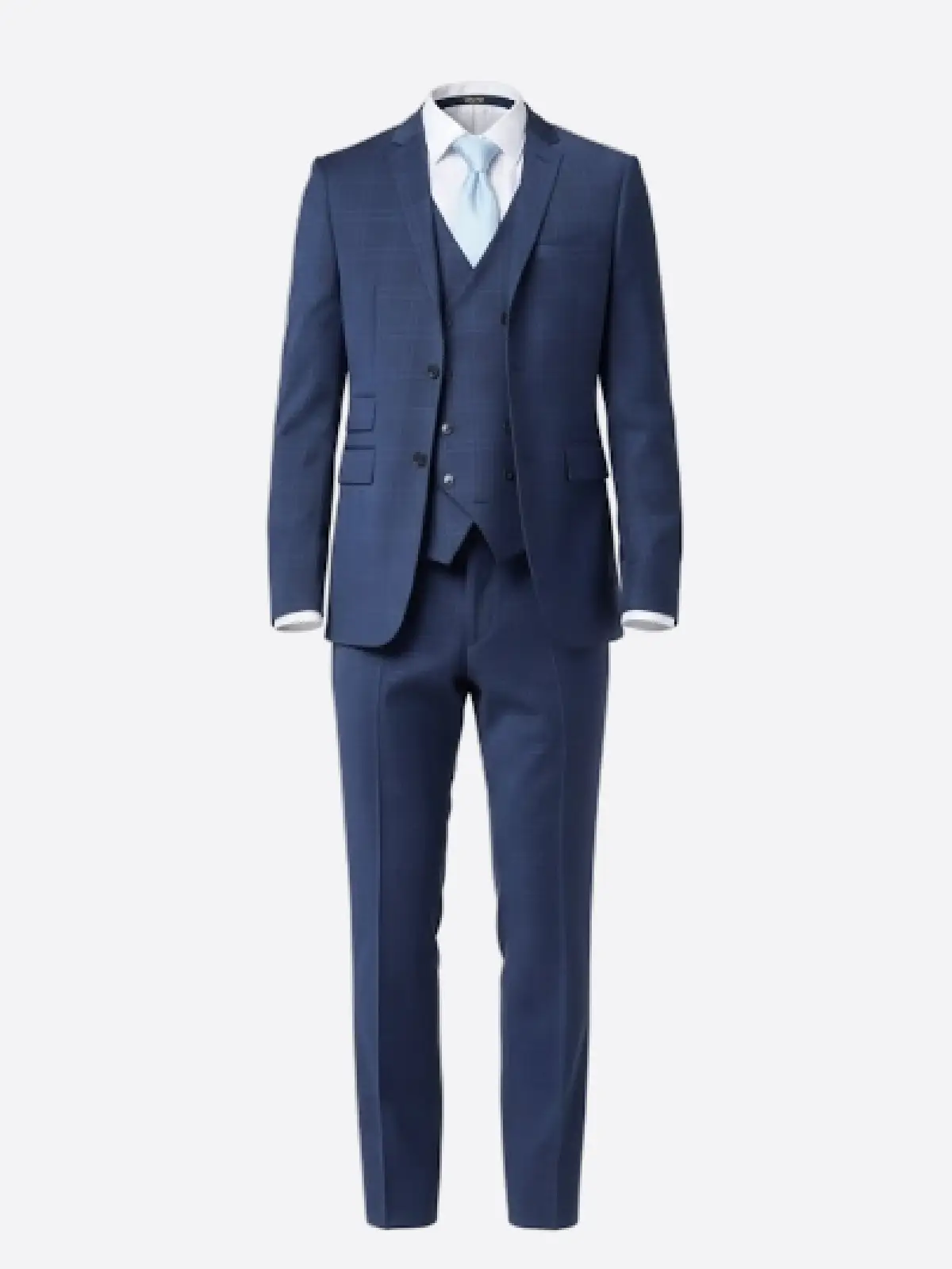 SuitsHeritage Men's Blue Plaid Relaxed Fit 3 Piece Suit Blue main