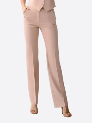 SuitsHeritage Women's Solid Beige Regular Fit 3 Piece Suit Pant