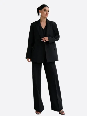 SuitsHeritage Women's Black Double Breasted Oversized 3 Piece Suit